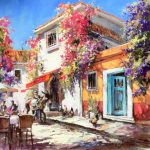 Bouganvillea Avenue Original Acrylic painting by Canadian artist Brent Heighton