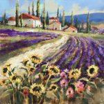 Lavender Fields Of Provence Original Acrylic painting by Canadian artist Brent Heighton