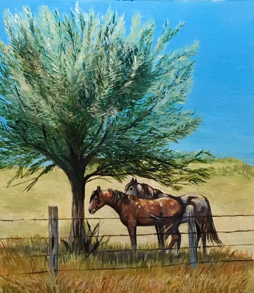 Fence Line Shade Original Oil painting by Canadian artist Diane M Anderson