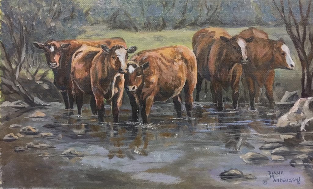 Watering Hole original Oil painting by Canadian artist Diane M Anderson