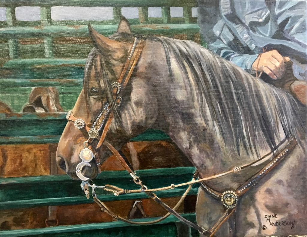 Bejeweled - Roan Horse original oil painting by Canadian artist Diane M Anderson