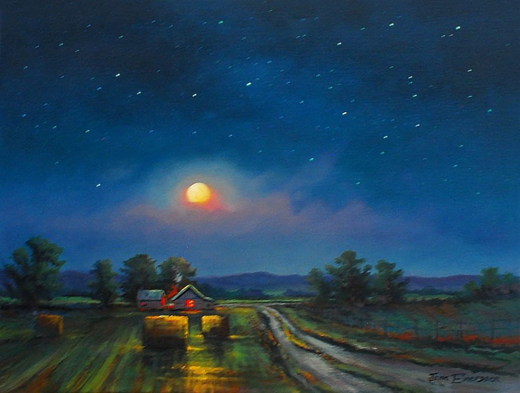 Original Oil painting Midsummer Nights by Canadian artist Jonn Einerssen