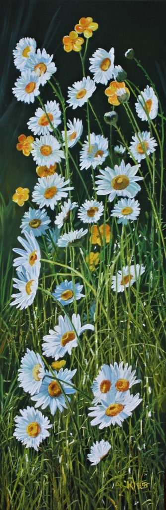 Daisies and Buttercups original oil painting on canvas by Artists On Tour Canadian artist Andrew Kiss