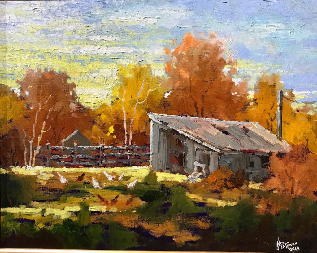 Chicken House original oil painting by Canadian artist Neil Patterson