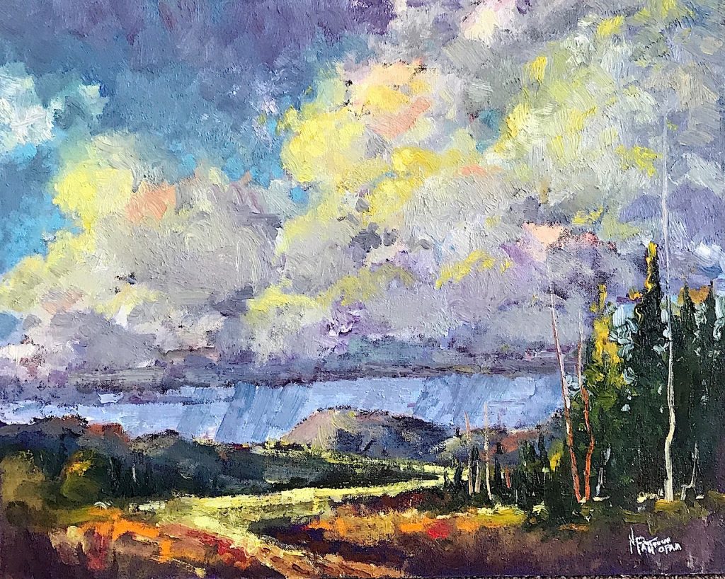 Spring Rain original oil painting by Canadian artist Neil Patterson