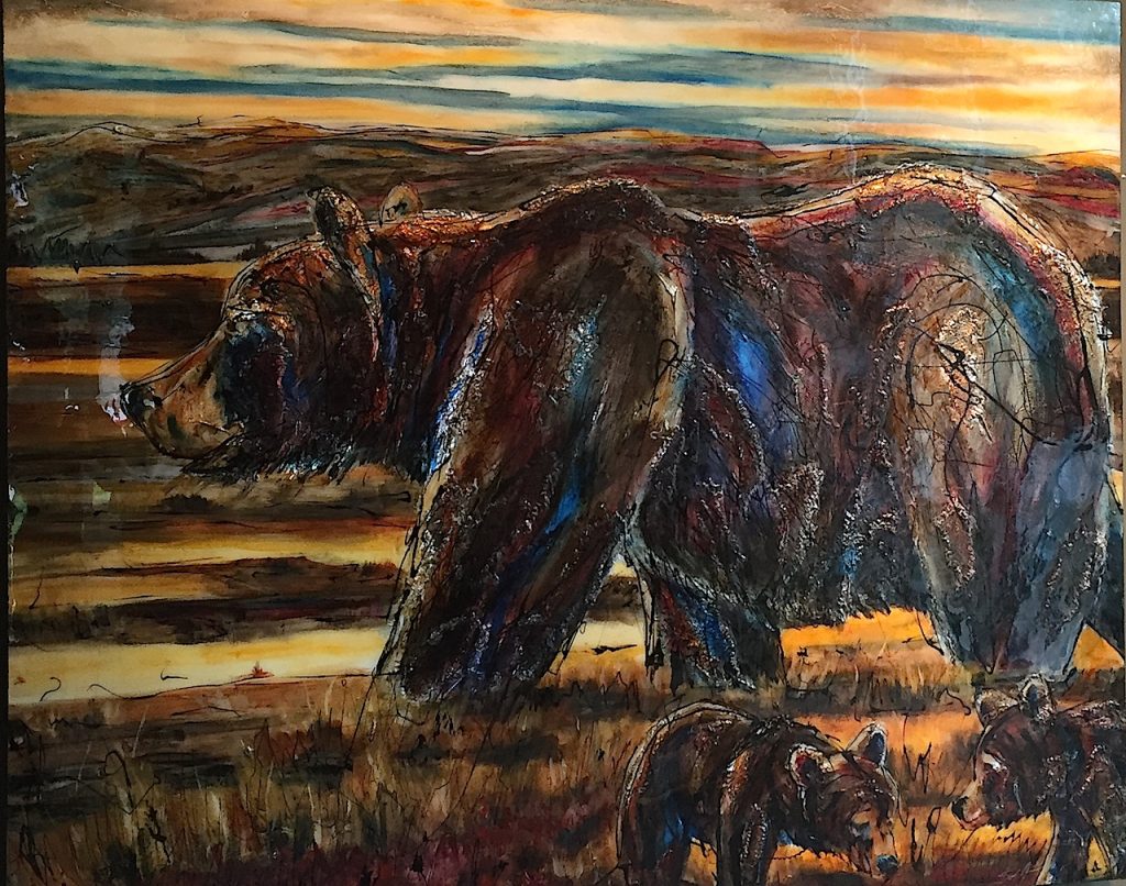 Bragg Creek Bears original painting by Canadian artist David Zimmerman