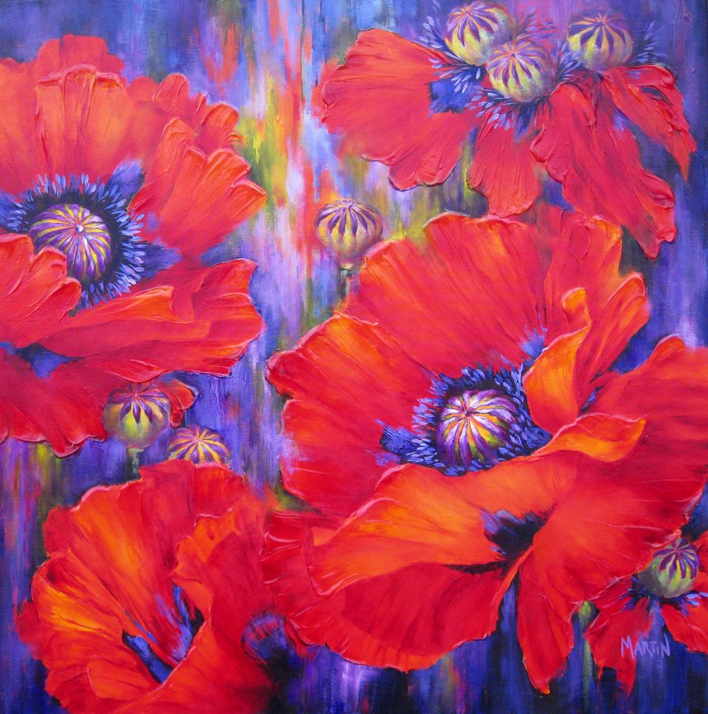 Poppie painting by Artists on Tour artist Debra Martin