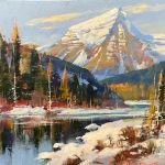 SUNLIGHT ON MT. ROBSON painting by Canadian artist Brent Heighton